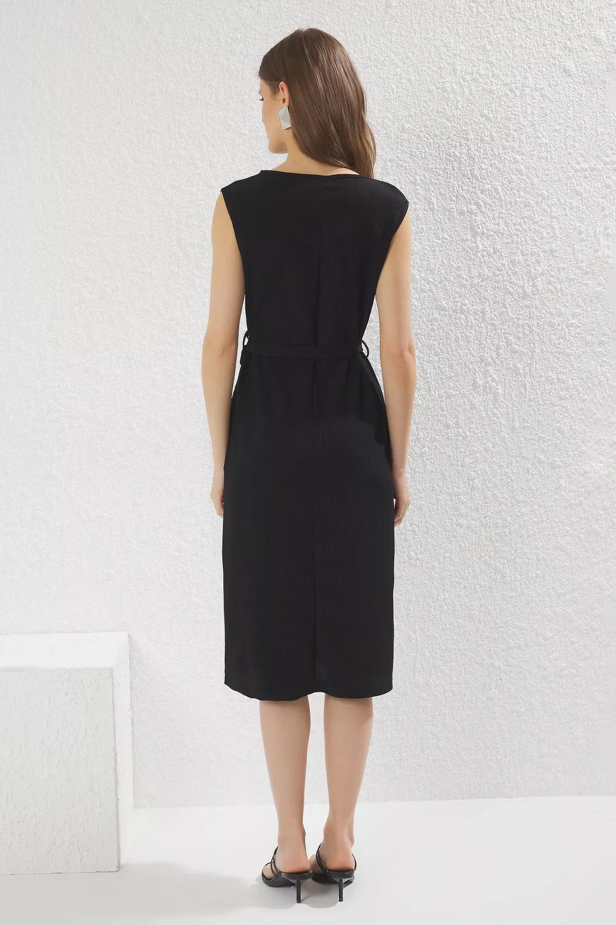 Crepe Plain Sheath Midi Dress, , large image number 3