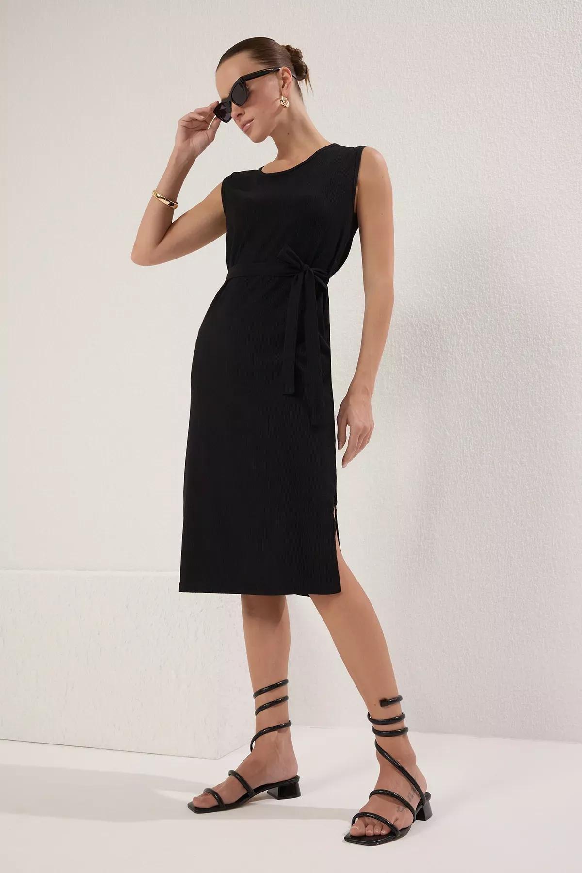 Crepe Plain Sheath Midi Dress, , large image number 4