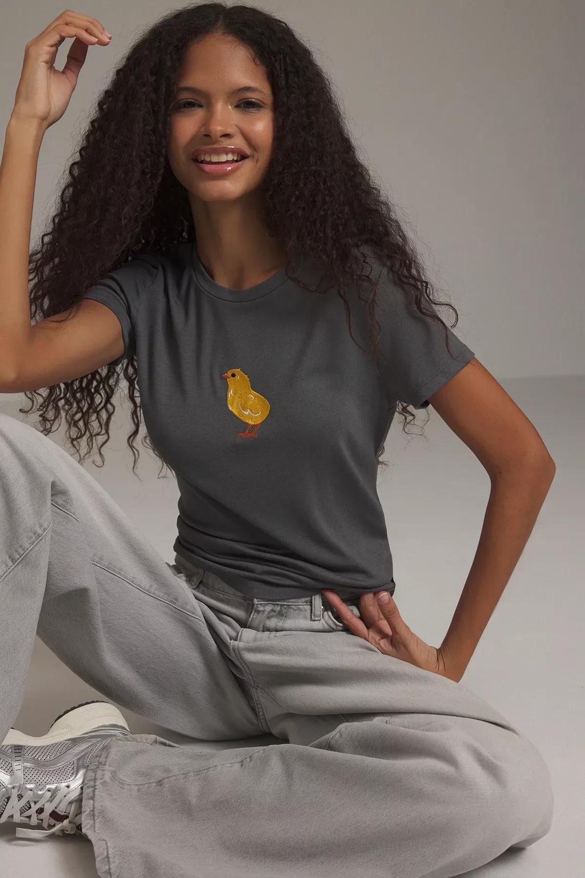 Grey Embroidered Short Sleeve Blouse, , large image number 1