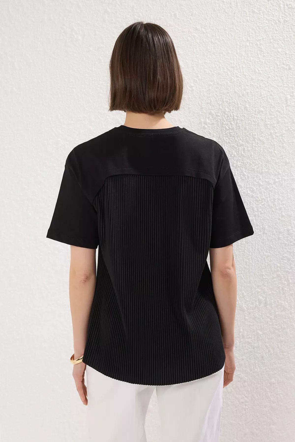 Black Oversize Pleated Blouse, , large image number 3