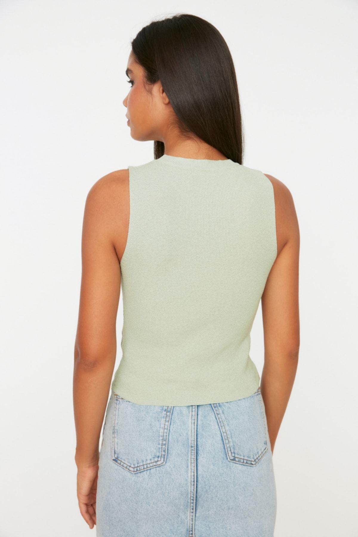 Green Crop Basic Knitwear Blouse Twoss21Bz0098, , large image number 9