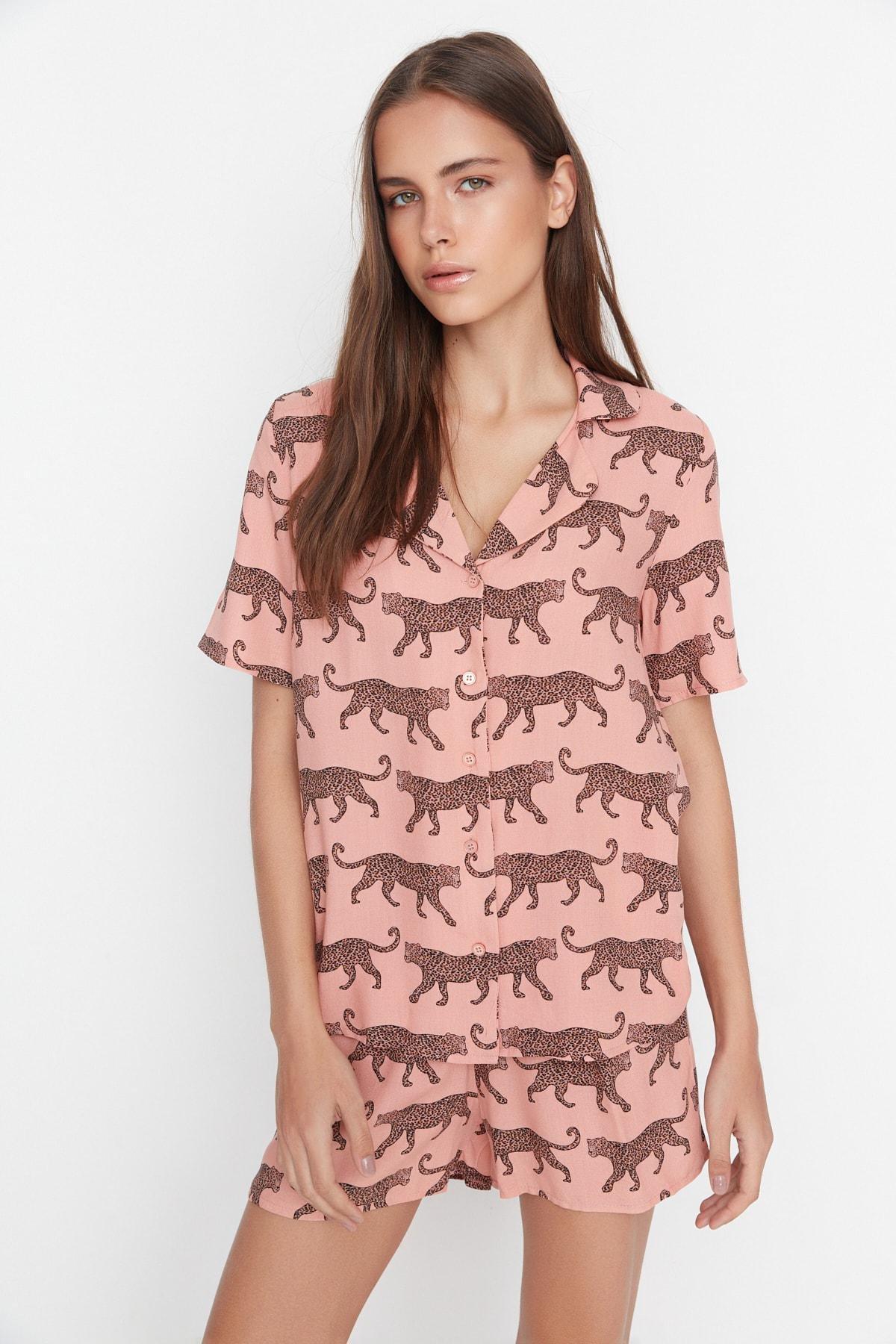 Pink Animal Print Pajama Set, Pink, large image number 0