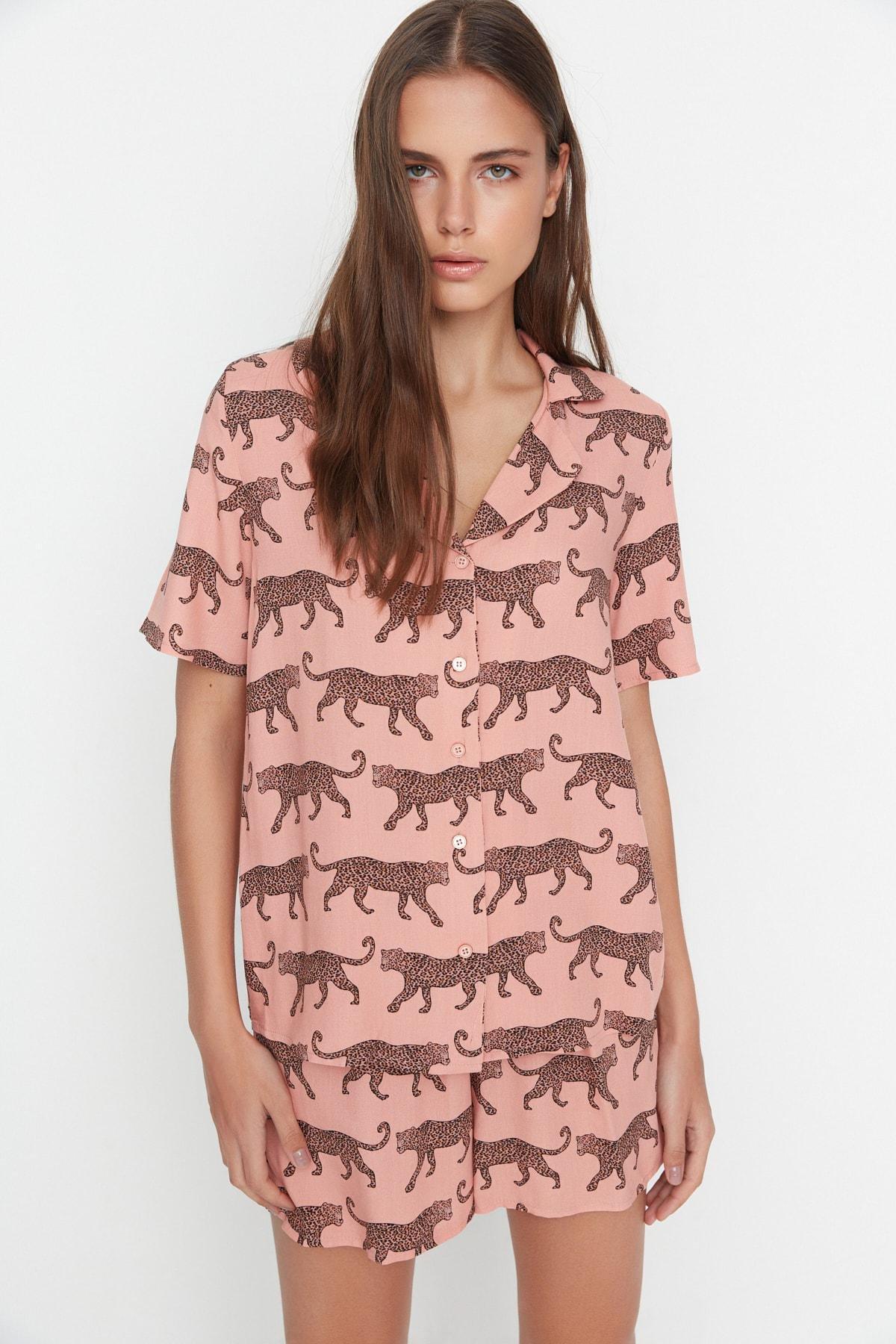 Pink Animal Print Pajama Set, Pink, large image number 3