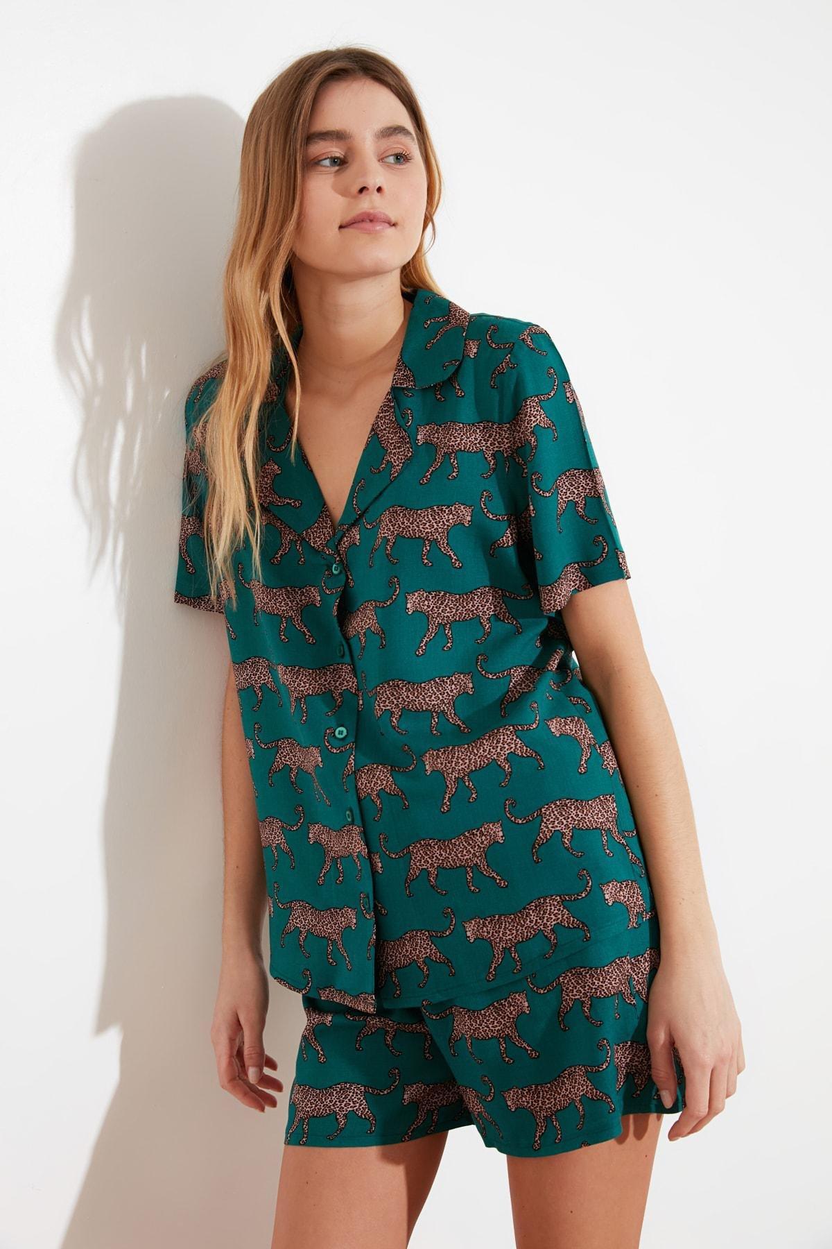 Green Animal Print Pajama Set, , large image number 3