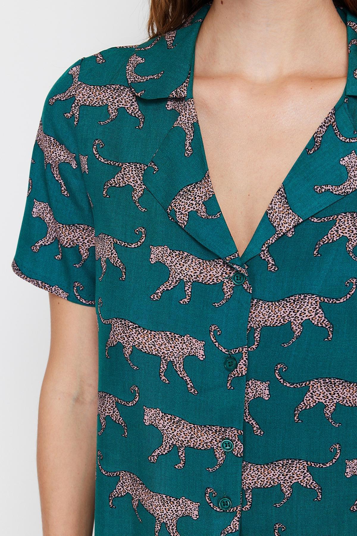 Green Animal Print Pajama Set, , large image number 6