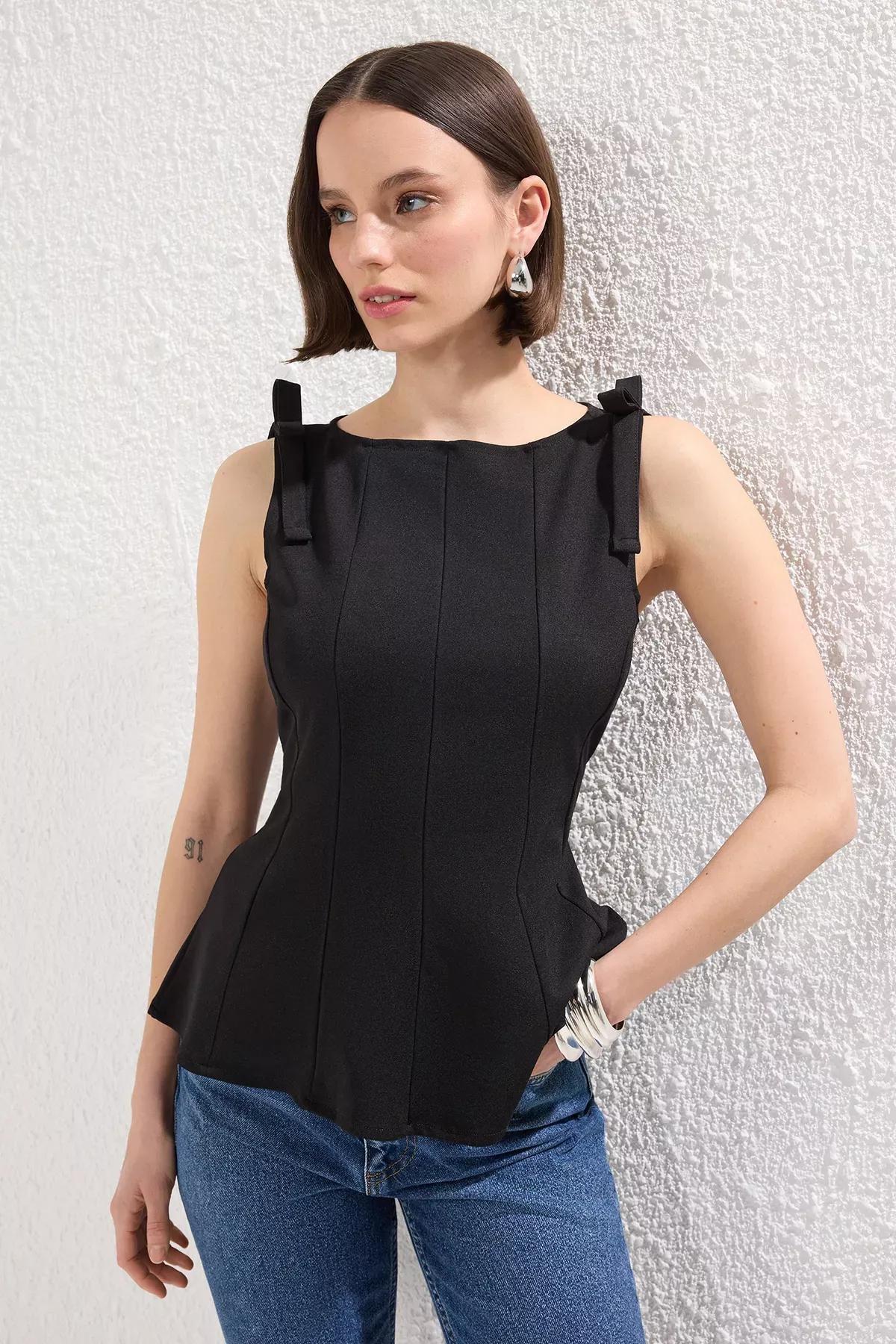 Black Bow PePurple Knit Blouse, , large image number 0