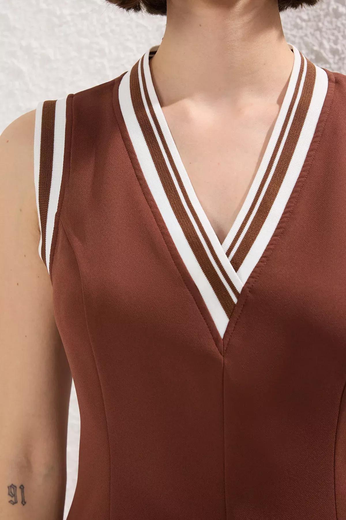 Block A-Line Mini Dress, Brown, large image number 2