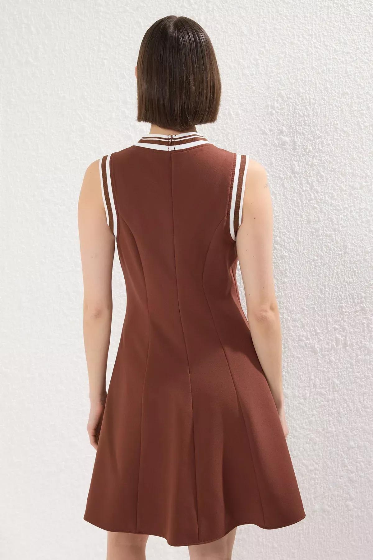 Block A-Line Mini Dress, Brown, large image number 3