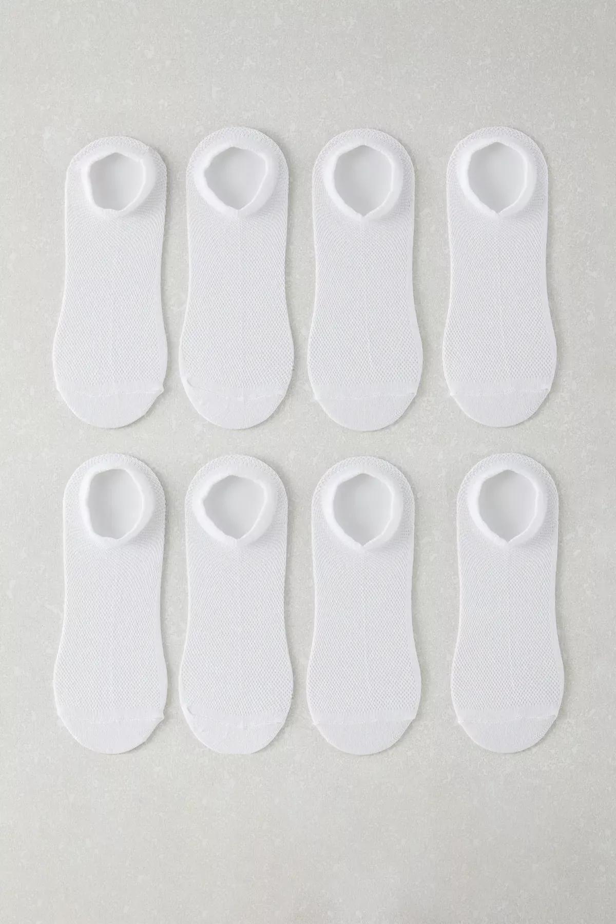 White Unisex Short-Invisible Socks, set of 8, , large image number 0