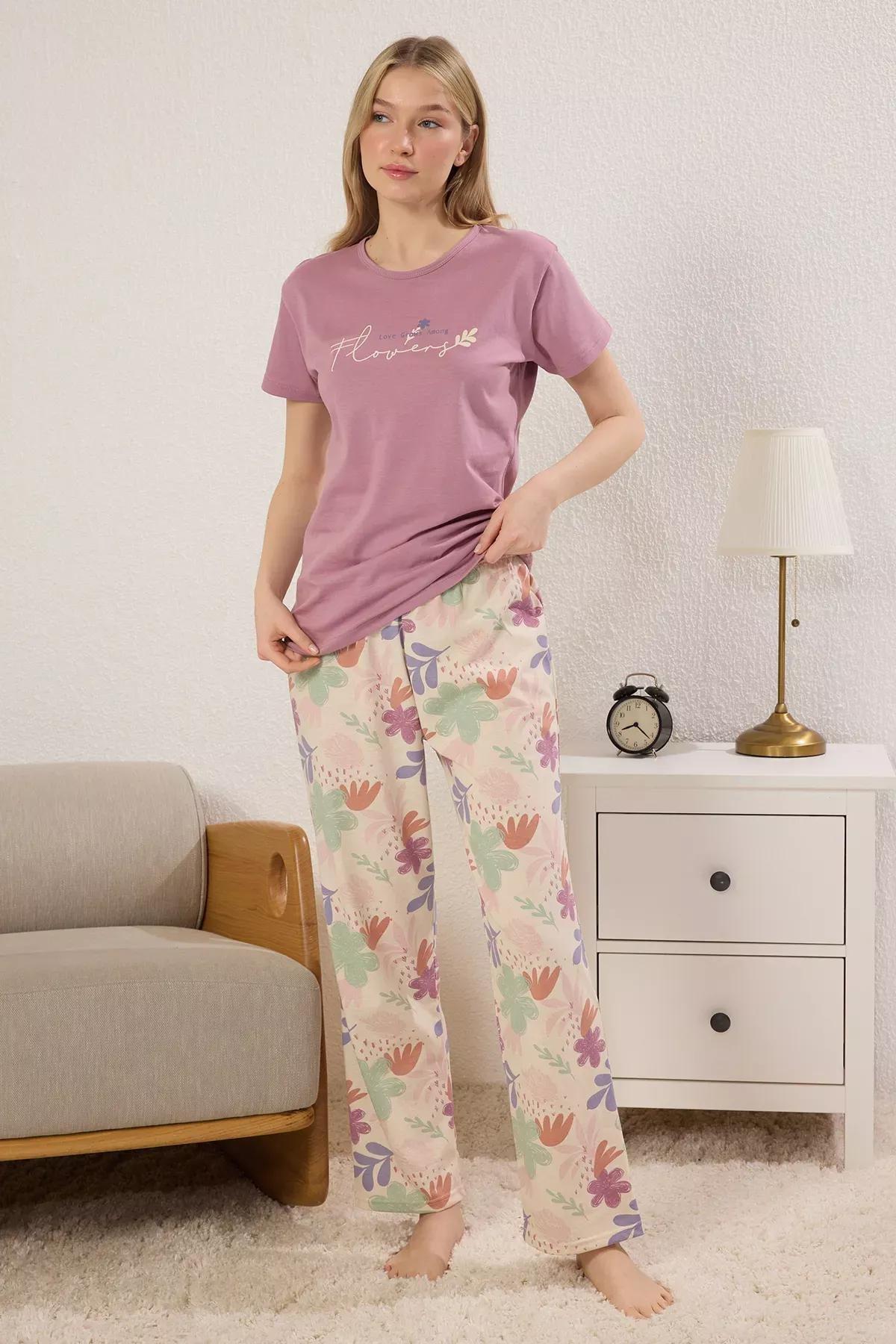 Pink Floral Pajama Set, , large image number 0