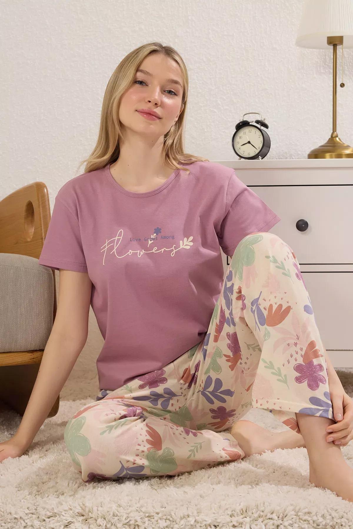 Pink Floral Pajama Set, , large image number 1