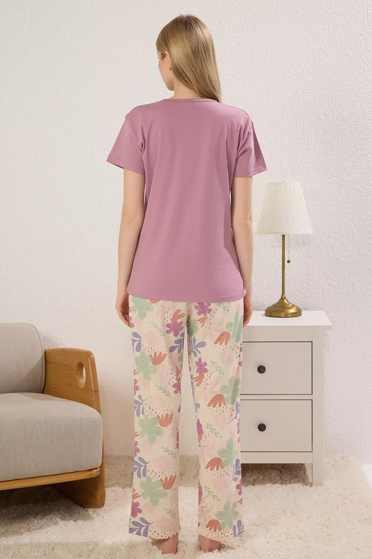 Pink Floral Pajama Set, , large image number 3