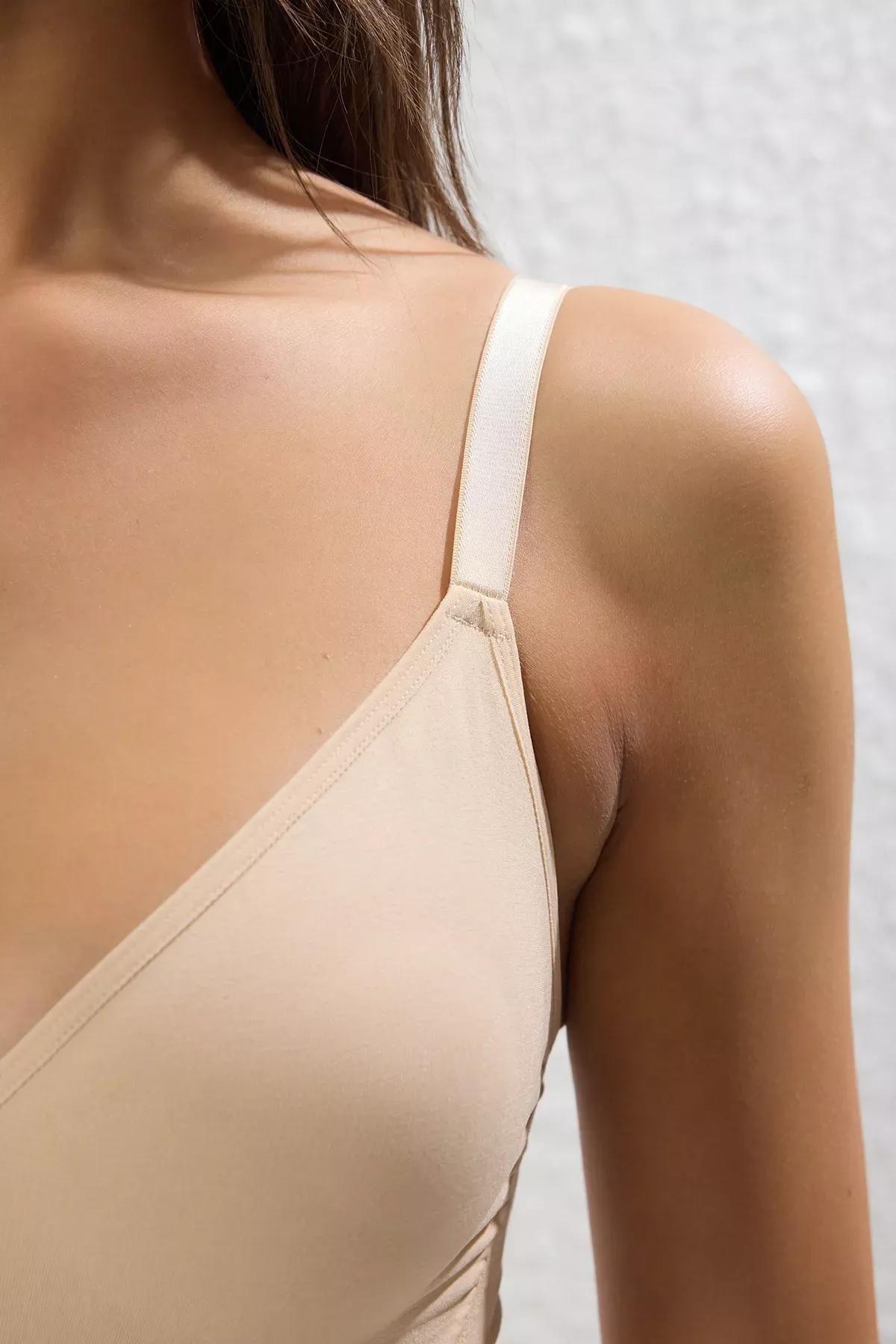 Nude Halter Seamless Snap Bodysuit, Skin, large image number 2