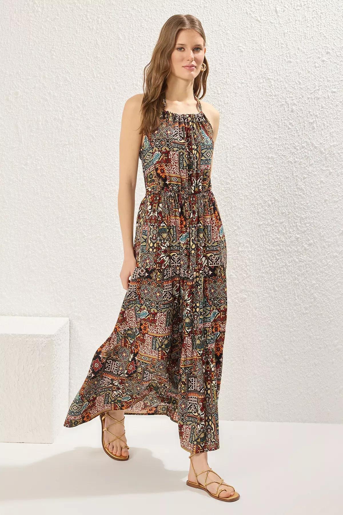 Ethnic Print A-Line Midi Dress, , large image number 1