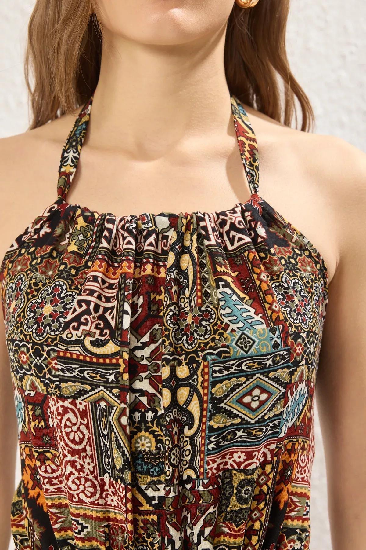 Ethnic Print A-Line Midi Dress, , large image number 2