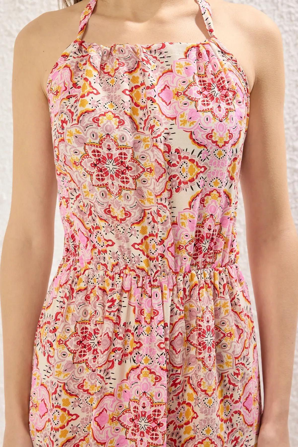 فستان متوسط الطول بقصة إيه-لاين بنقشة زهور, Pink, large image number 3