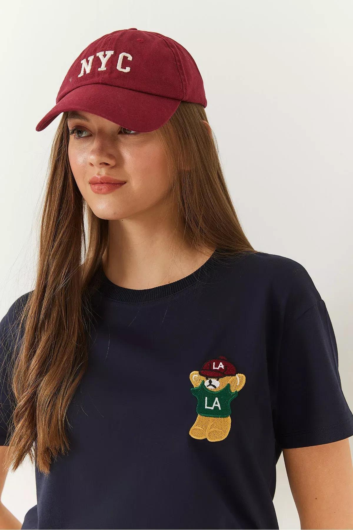Black Teddy Bear Printed T-shirt, Navy blue, large image number 2
