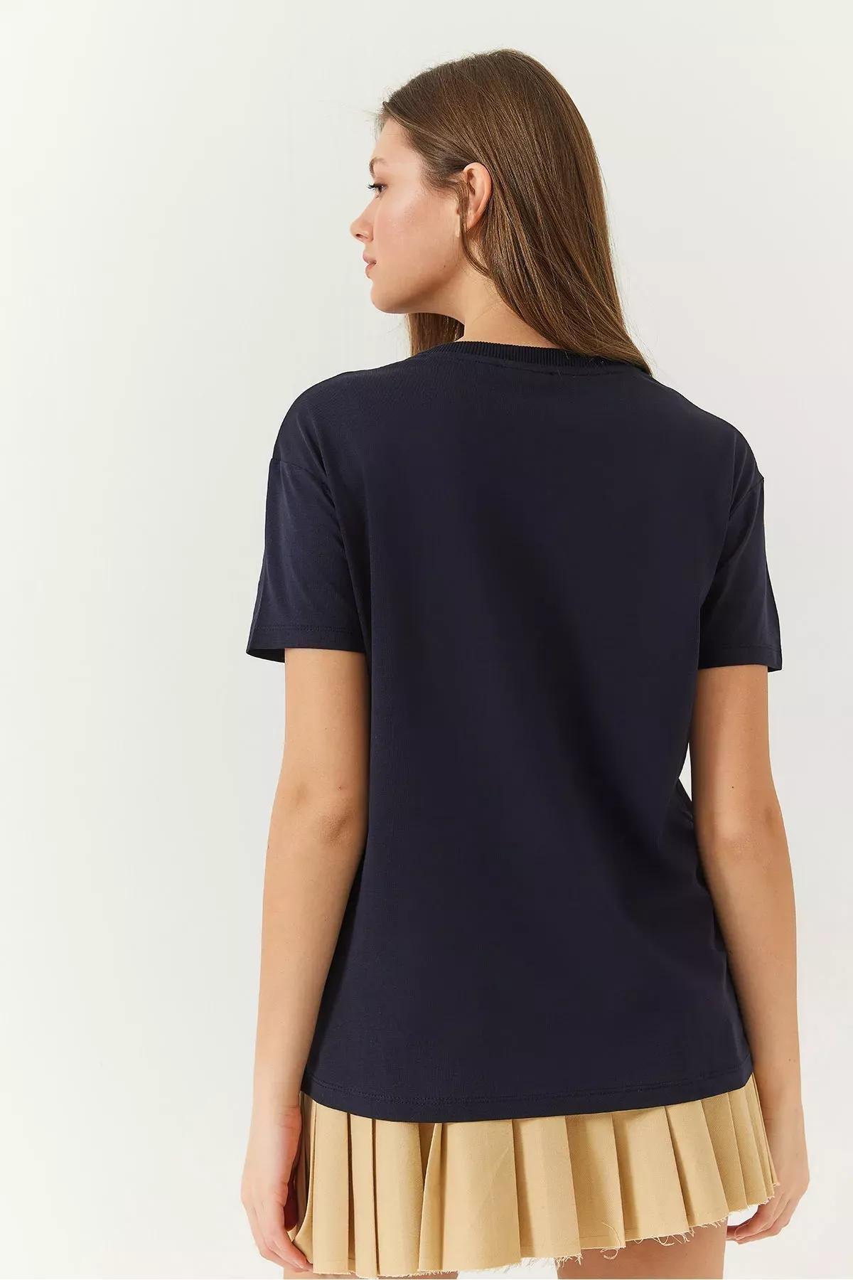 Black Teddy Bear Printed T-shirt, Navy blue, large image number 5