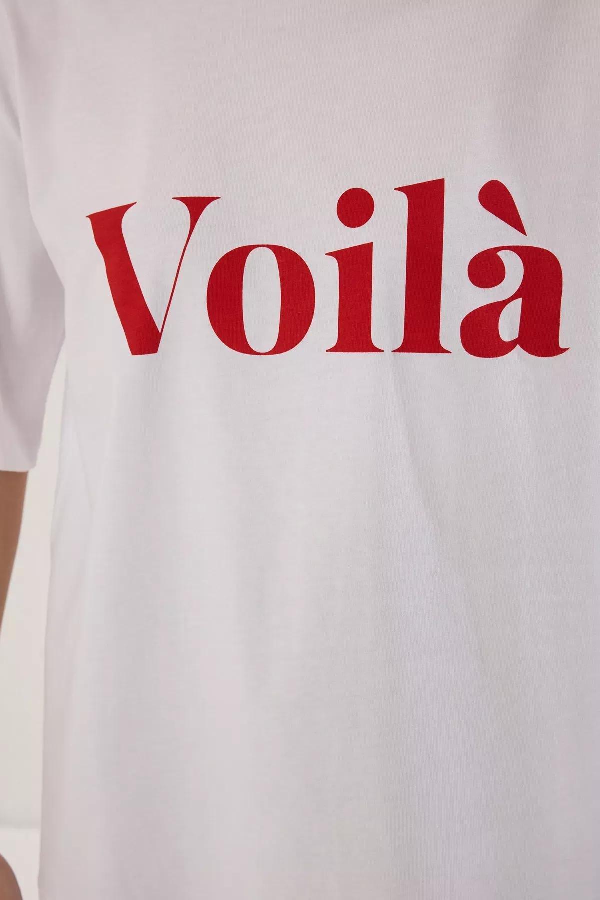 Beige Slogan Printed T-Shirt, Ecru, large image number 2