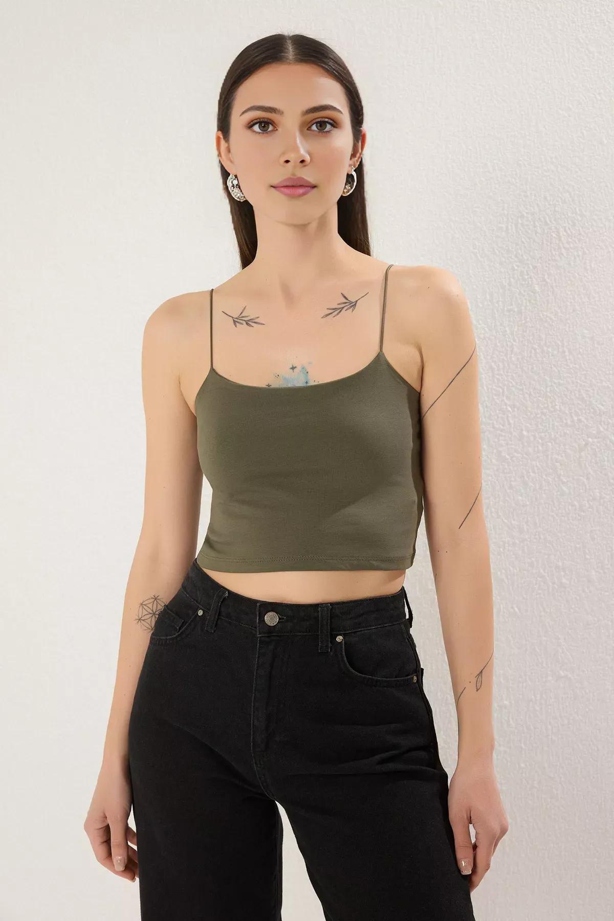 Black-Beige-Green 3-Pack Crop Knit Undershirts, , large image number 1