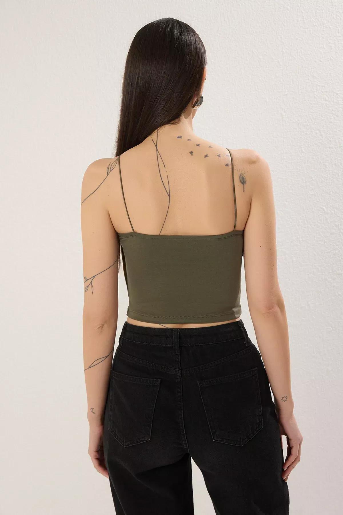 Black-Beige-Green 3-Pack Crop Knit Undershirts, , large image number 2