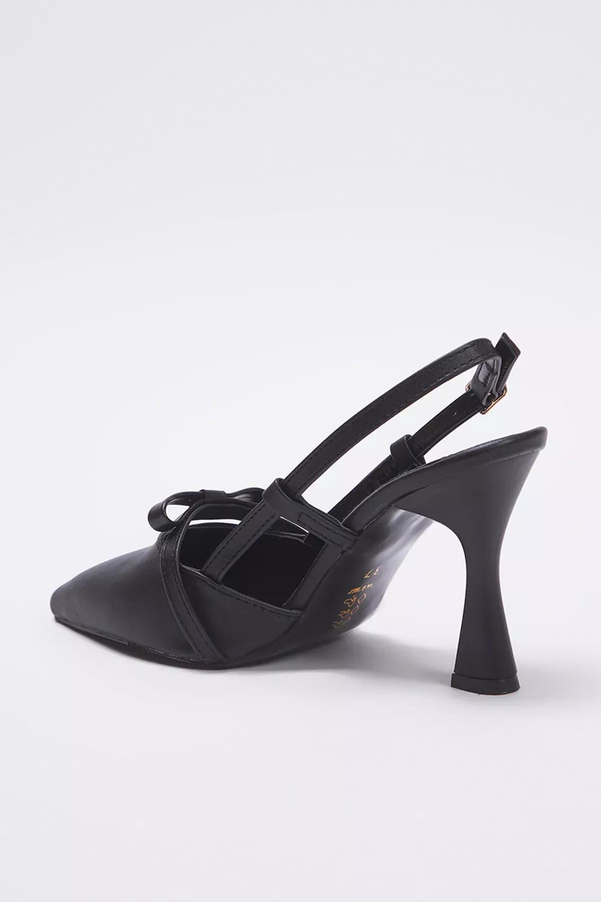 Black Bow Detail Pointed Heeled Shoes, , large image number 5