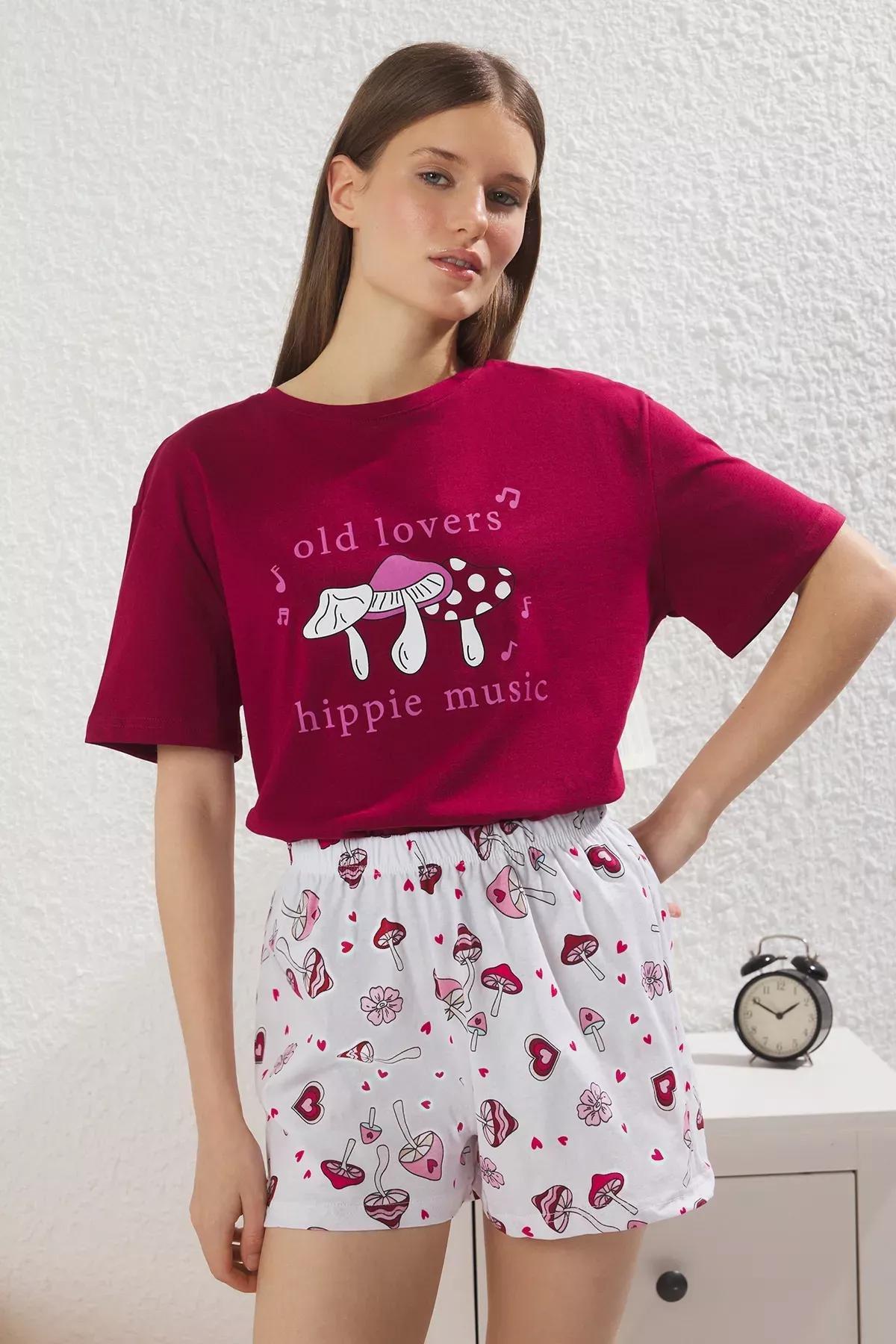 Red Fun Patterned Pajama Set, , large image number 0