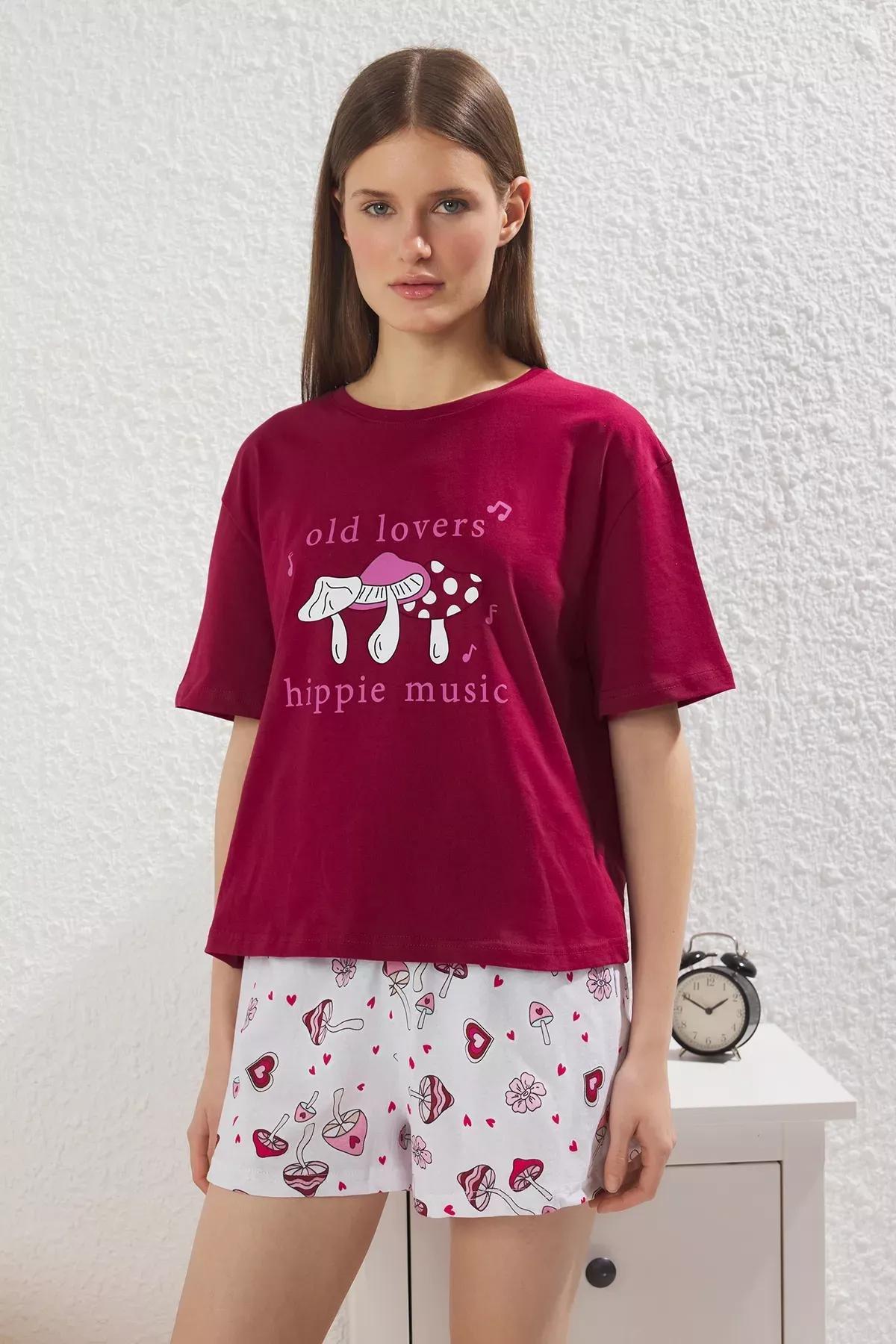 Red Fun Patterned Pajama Set, , large image number 1