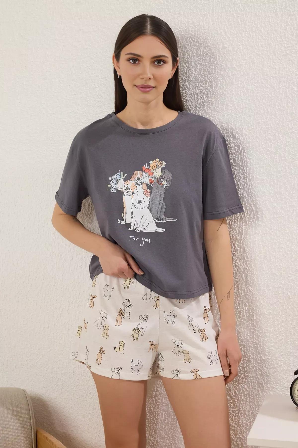 Black Dog Print Pajamas, , large image number 0
