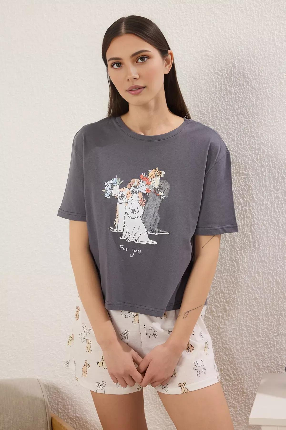 Black Dog Print Pajamas, , large image number 1