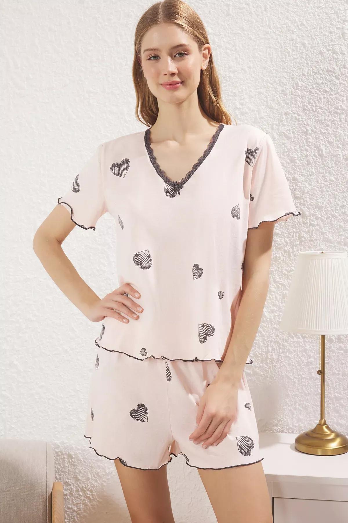 Pink Printed Jersey Pajama Set, POWDER, large image number 2