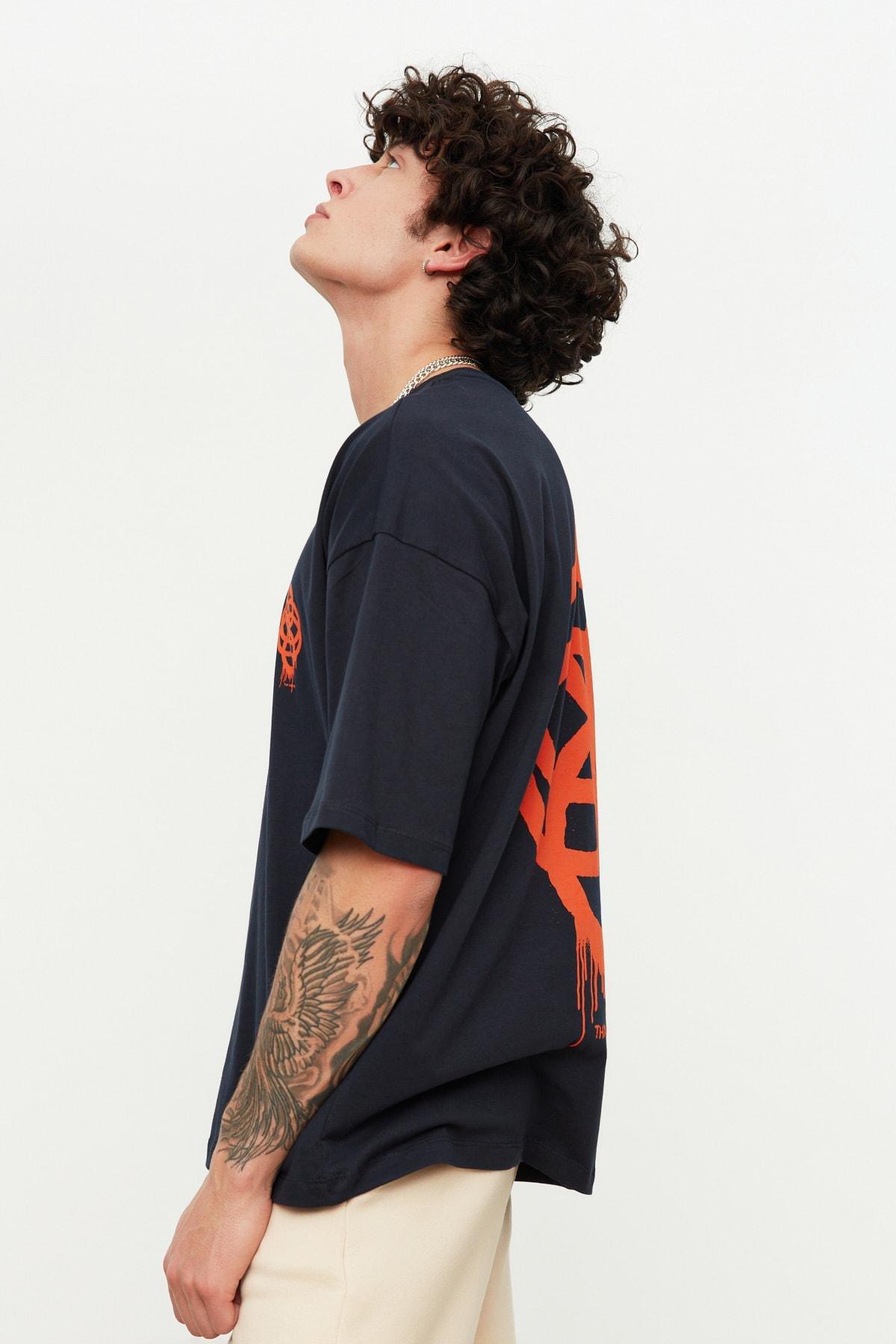 Navy Oversize Animal Print T-Shirt, , large image number 2