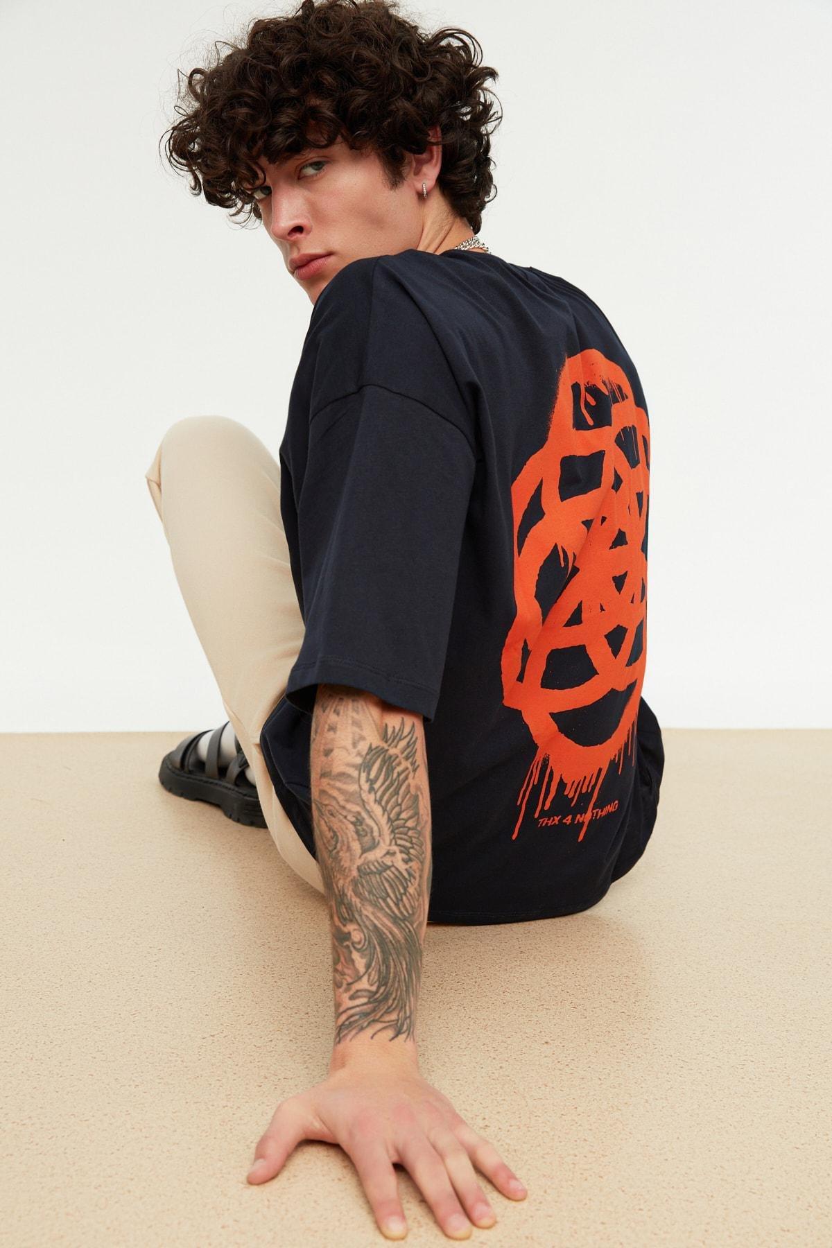 Navy Oversize Animal Print T-Shirt, , large image number 3