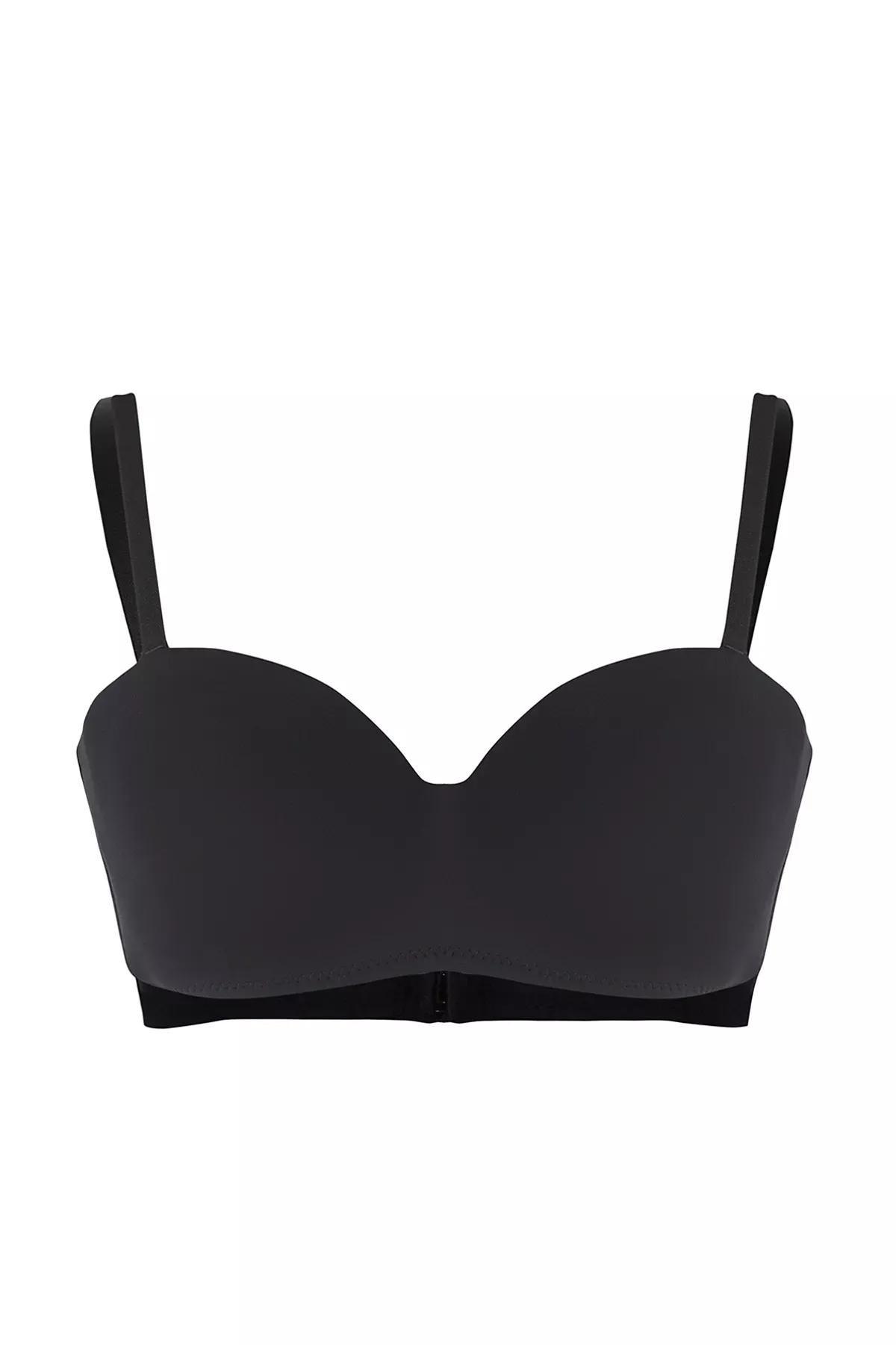 White Micro Striped Strapless Knit Bra, BLACK, large image number 4