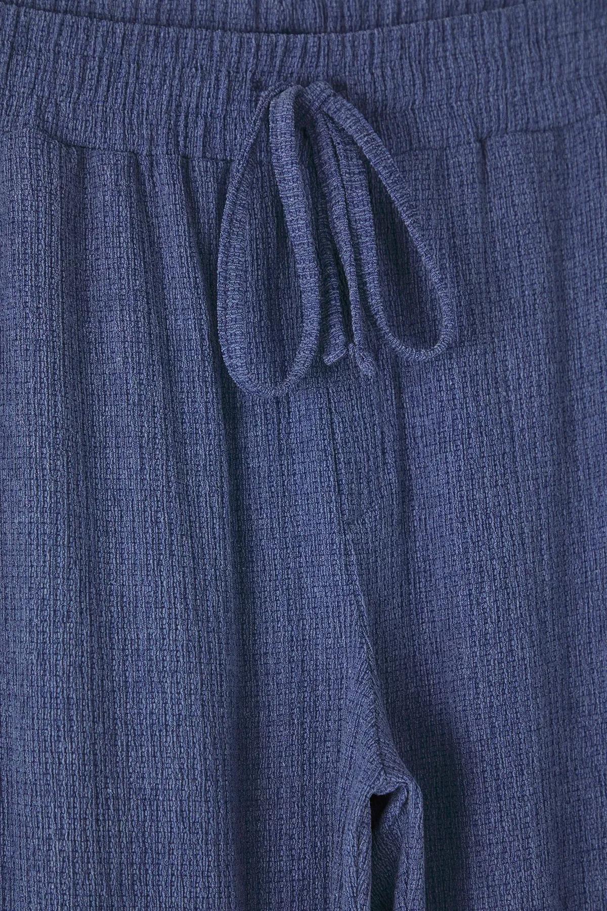 Blue Wide Leg Open Leg Sweatpants, , large image number 1