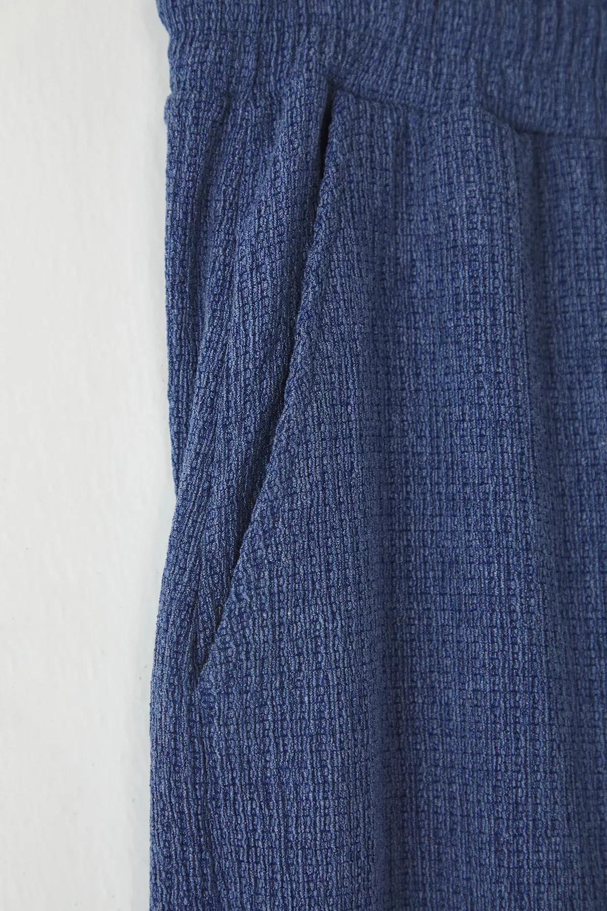 Blue Wide Leg Open Leg Sweatpants, , large image number 2