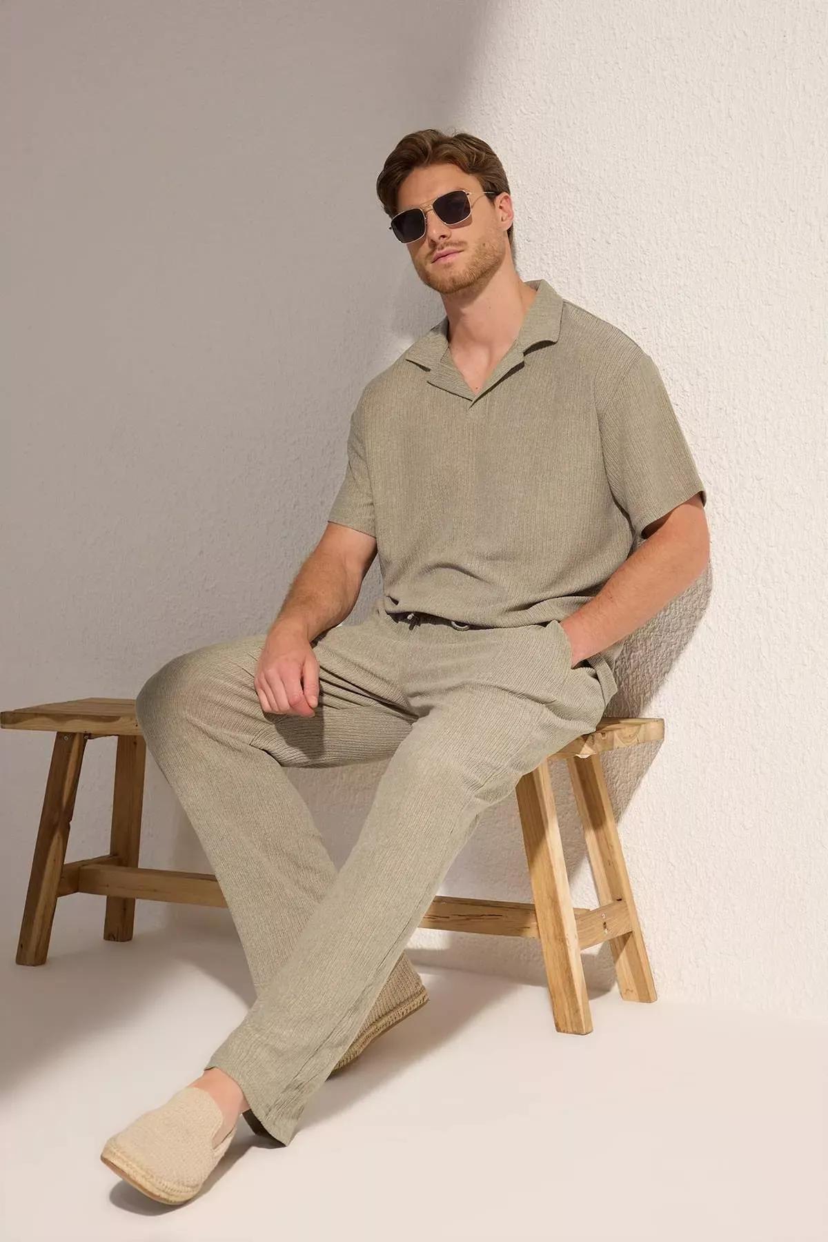 Green Textured Open Leg Sweatpants, Mint, medium