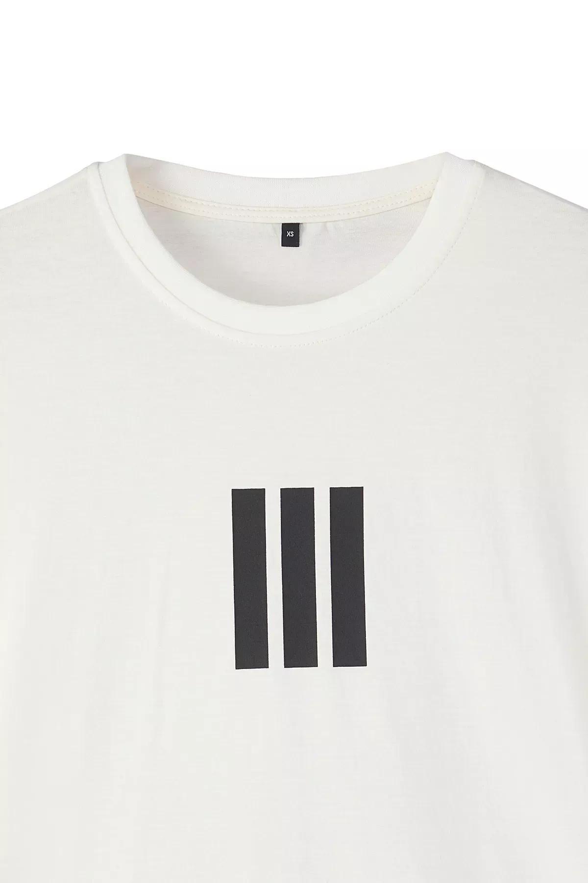 Beige Black Oversize Cut T-Shirt, Ecru-Black, large image number 6