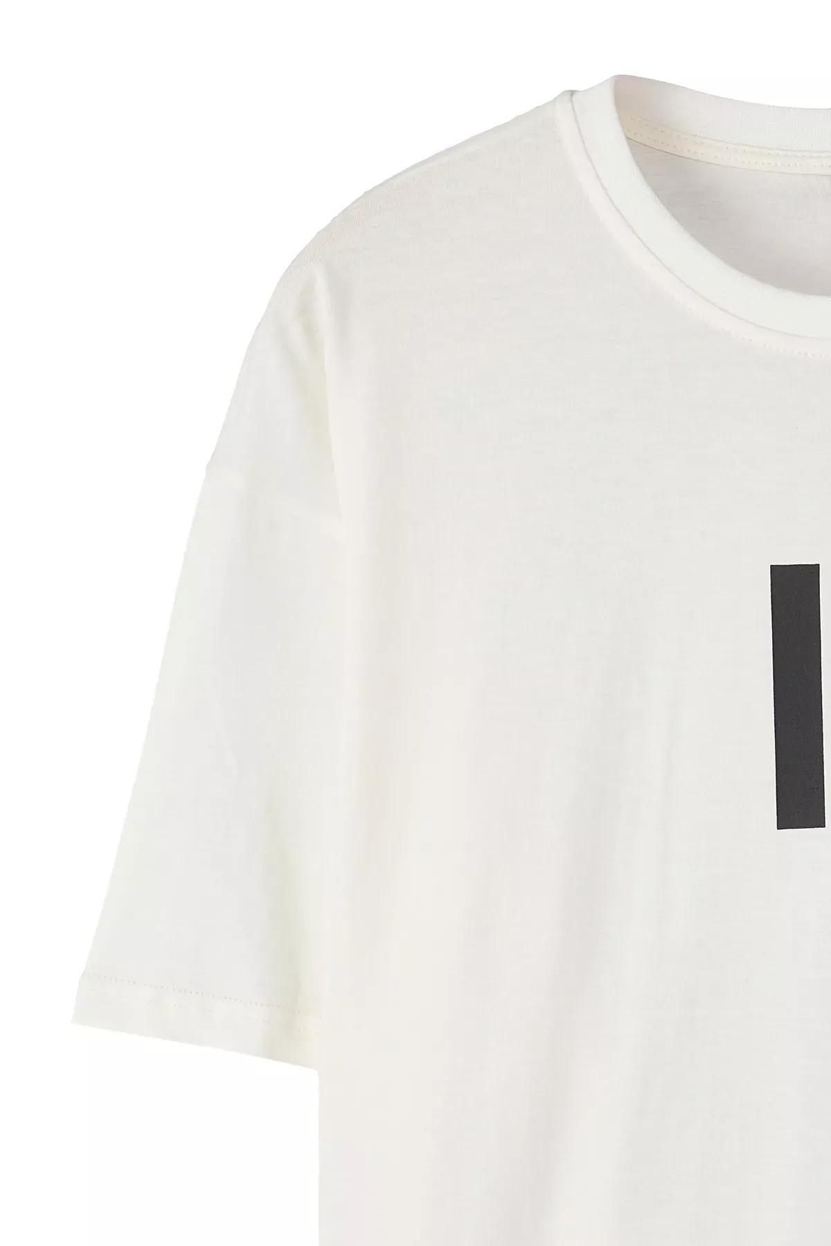 Beige Black Oversize Cut T-Shirt, Ecru-Black, large image number 7