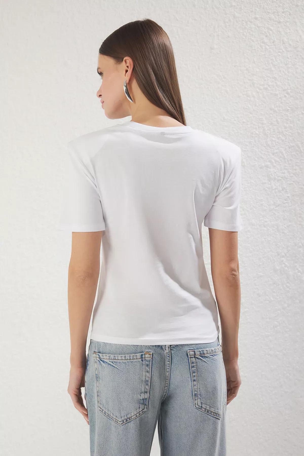 Black Padded Regular Pants, White, large image number 3