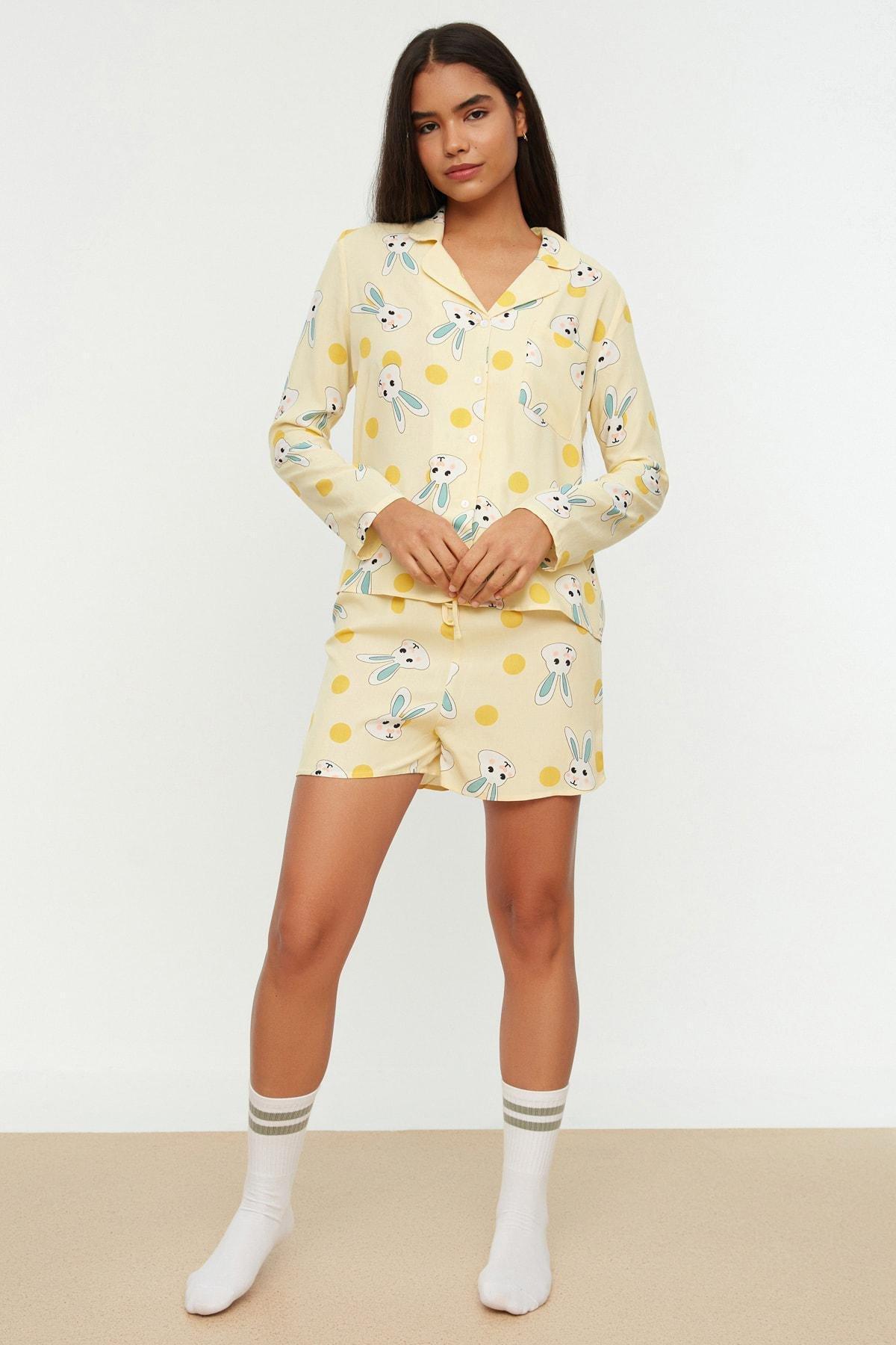 Yellow Graphic Pajama Set, , large image number 0