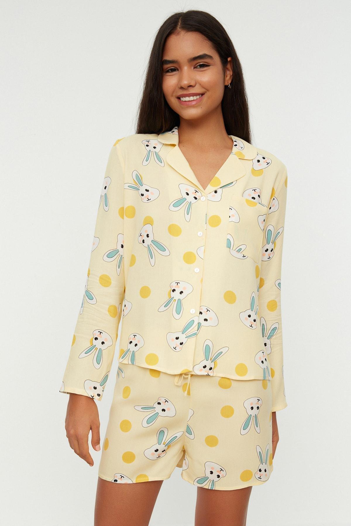 Yellow Graphic Pajama Set, , large image number 1