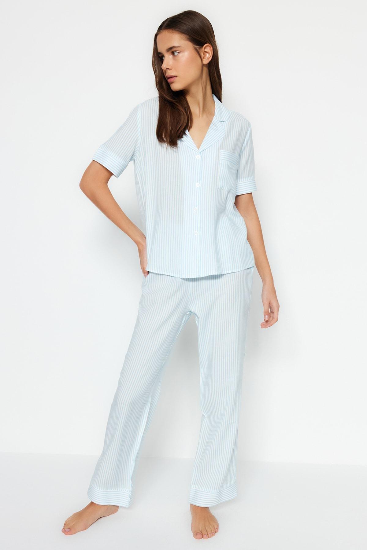 Blue Collared Pajama Set, , large image number 2