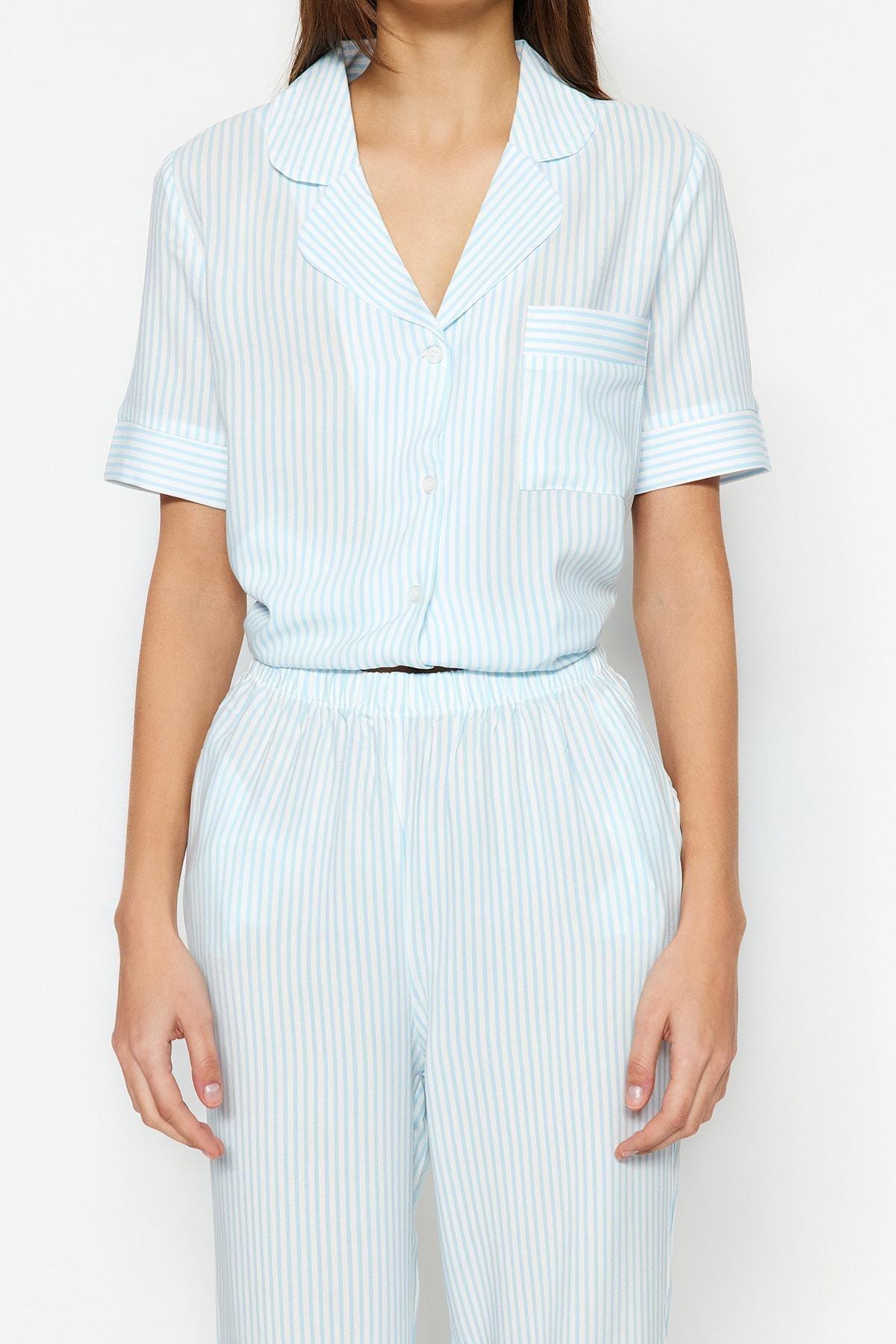 Blue Collared Pajama Set, , large image number 4