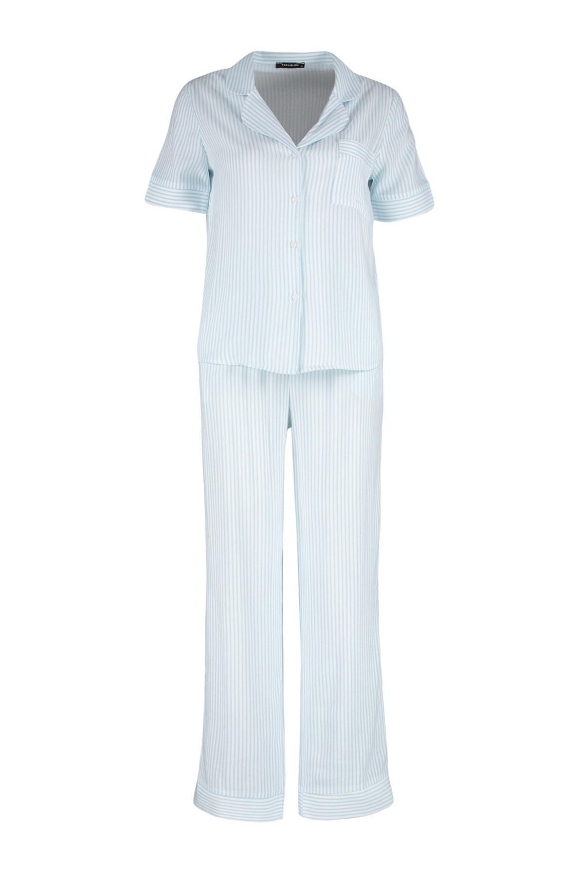 Blue Collared Pajama Set, , large image number 5