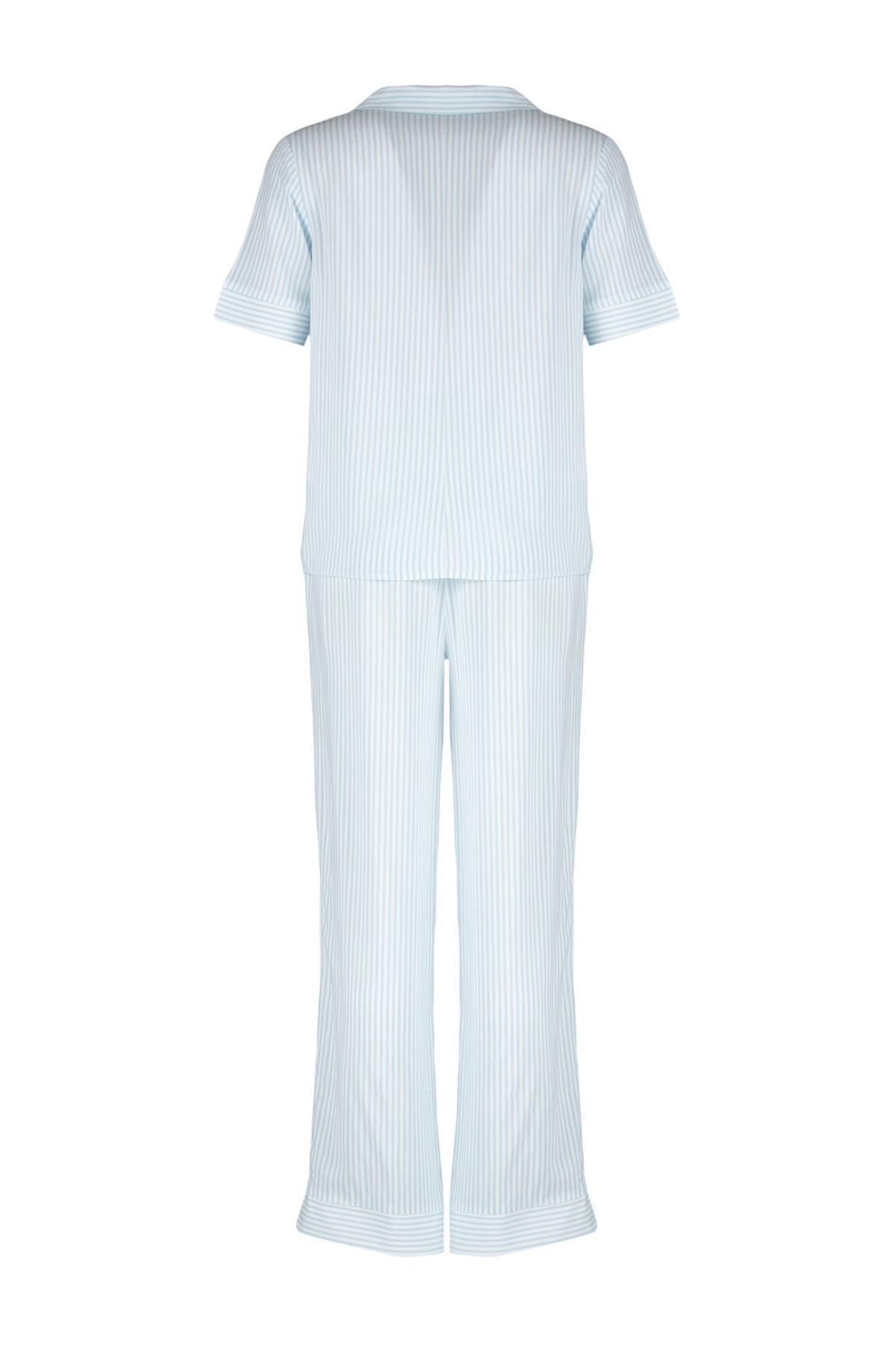 Blue Collared Pajama Set, , large image number 7