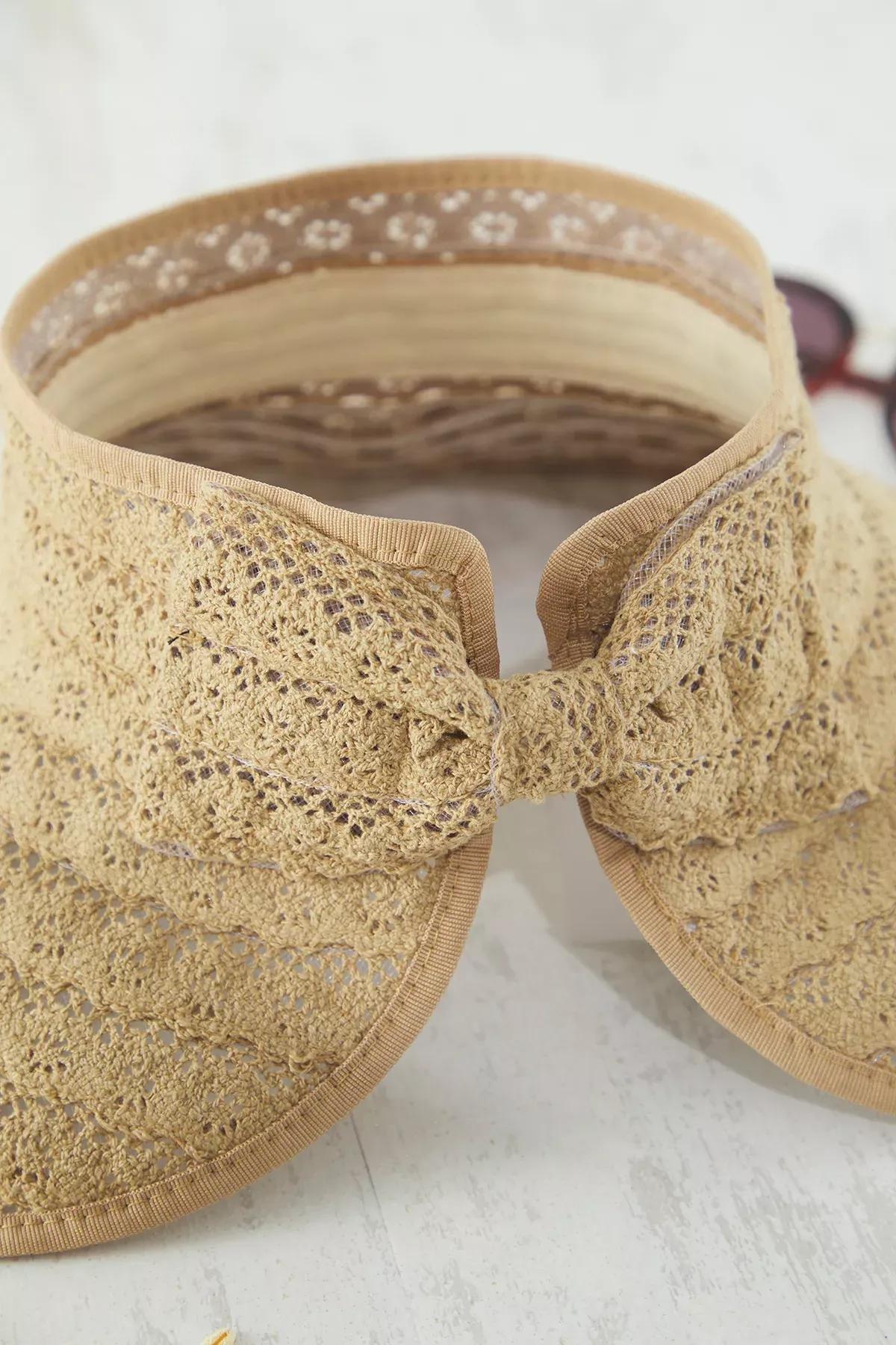 Beige Ribbon Detail Straw Hat, Beige, large image number 3