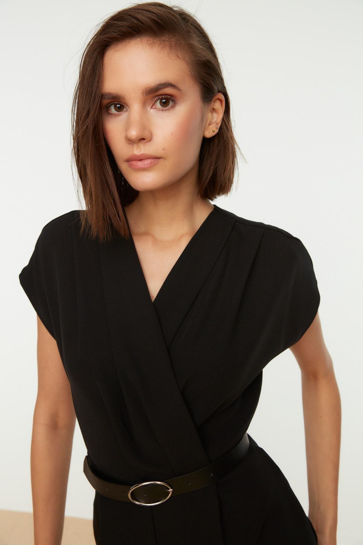 Black Double-Breasted Regular Jumpsuit, , large image number 5