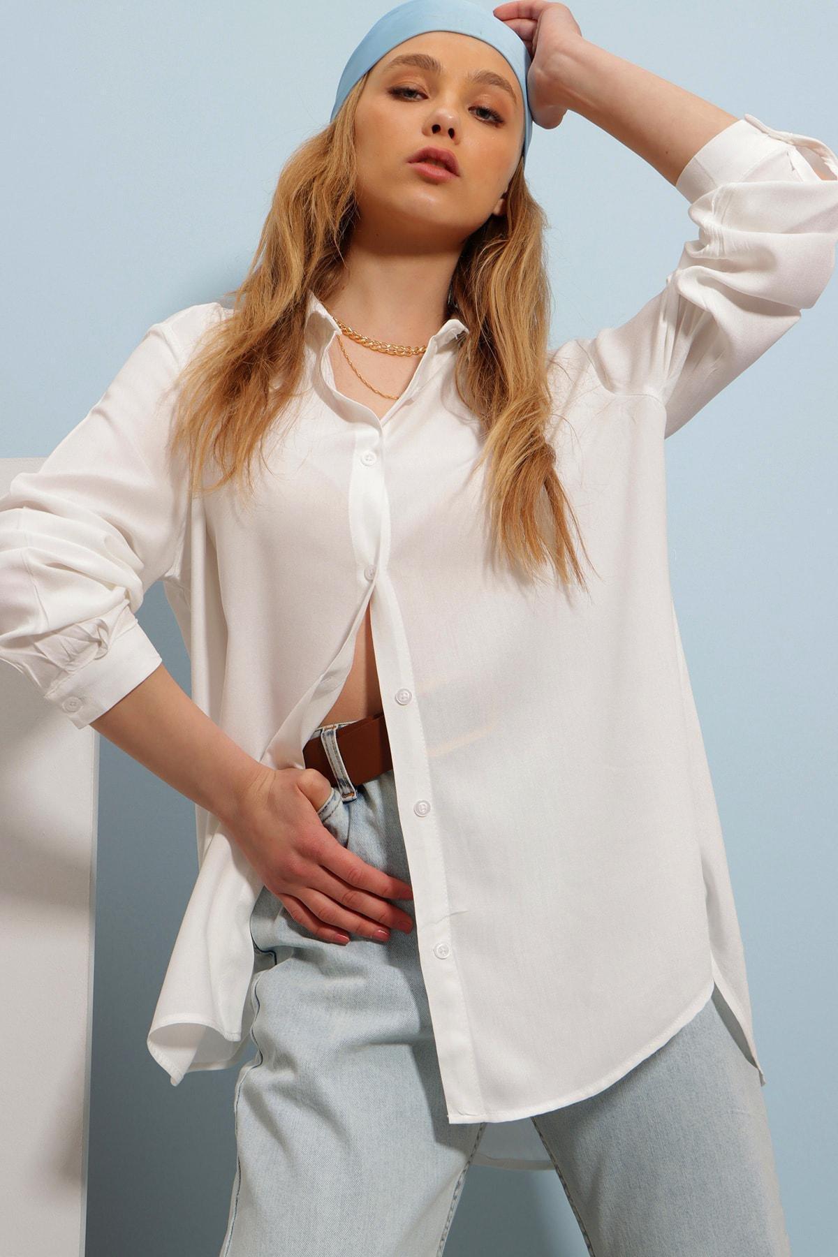 White Cotton Shirt, White, large image number 1