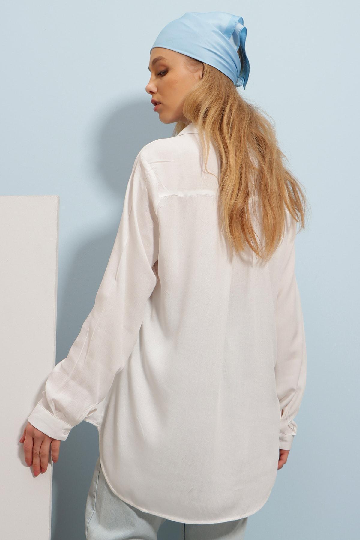 White Cotton Shirt, White, large image number 3